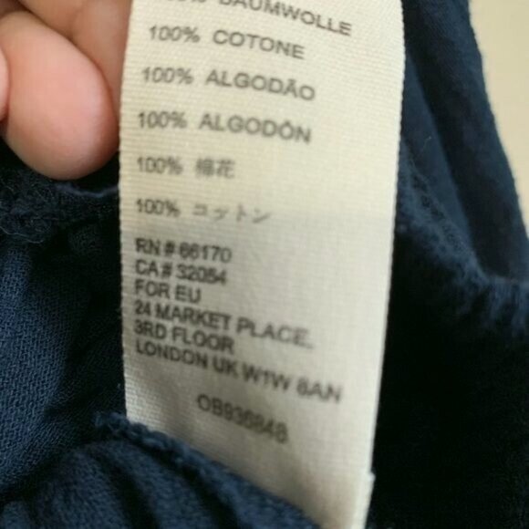 Free People We The Free Navy Smocked Peasant Top Sz XS Boho Cottagecore Festival - Picture 9 of 10